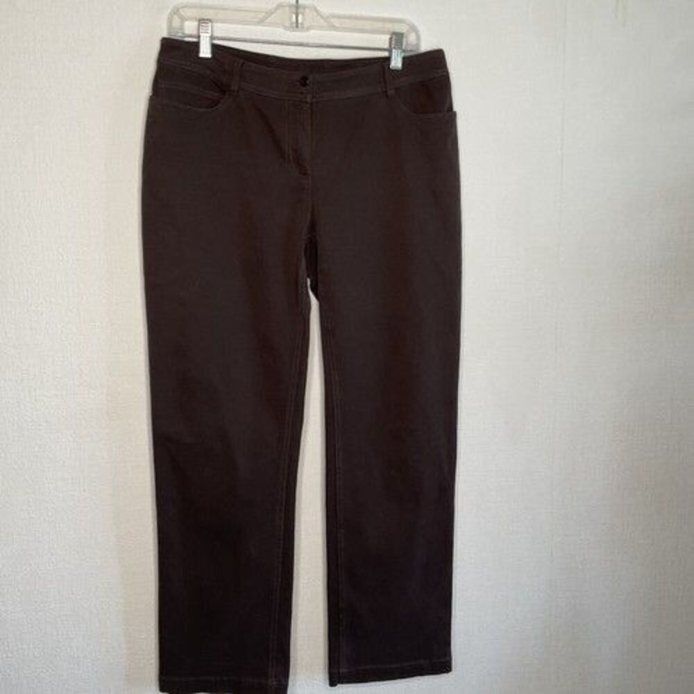NWD Eileen Fisher Cassis/Brown Stretch Velveteen Ankle Dress Pants Women Size PM